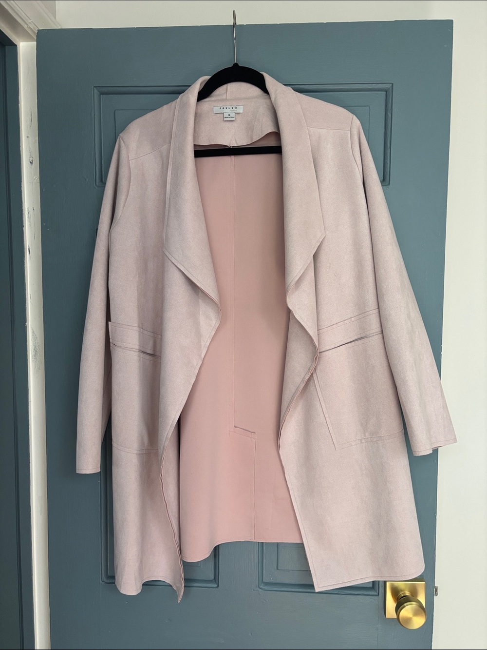 FAVLUX Light Pink Open Front Trench Coat